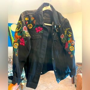 Embroidered  Black Jean jacket